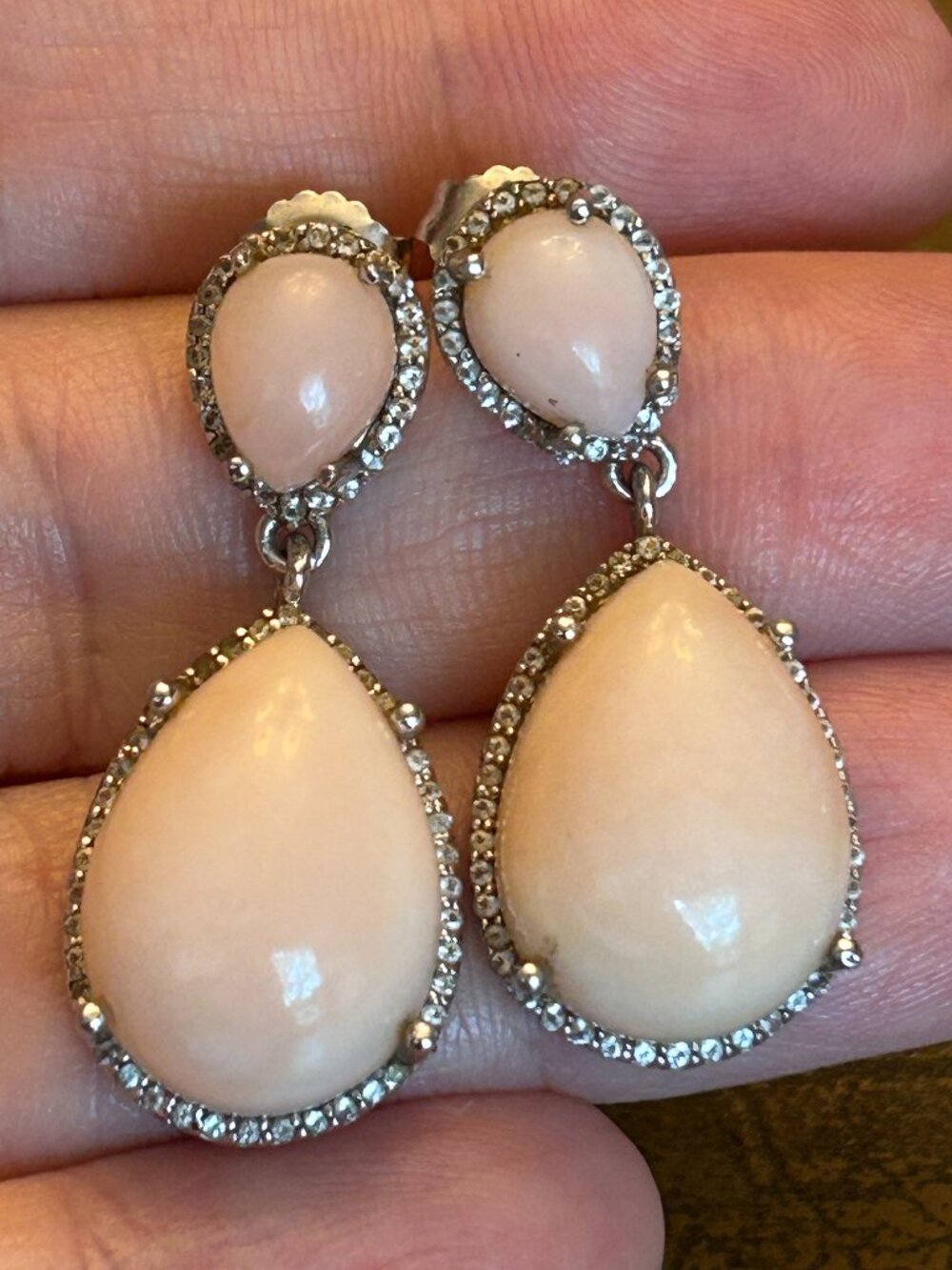 HSN Colleen Lopez Pink Opal Sterling Silver Earrings